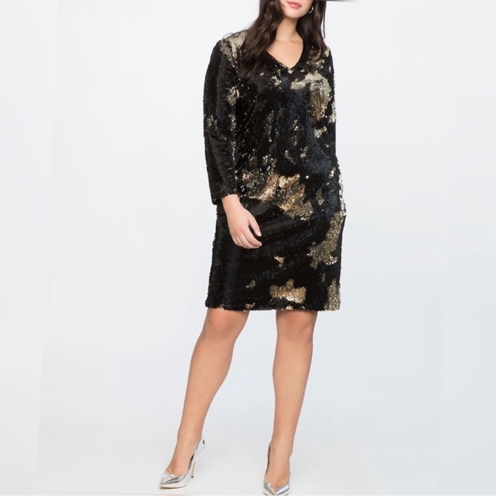Eloquii Black Sequin Sheath Dress